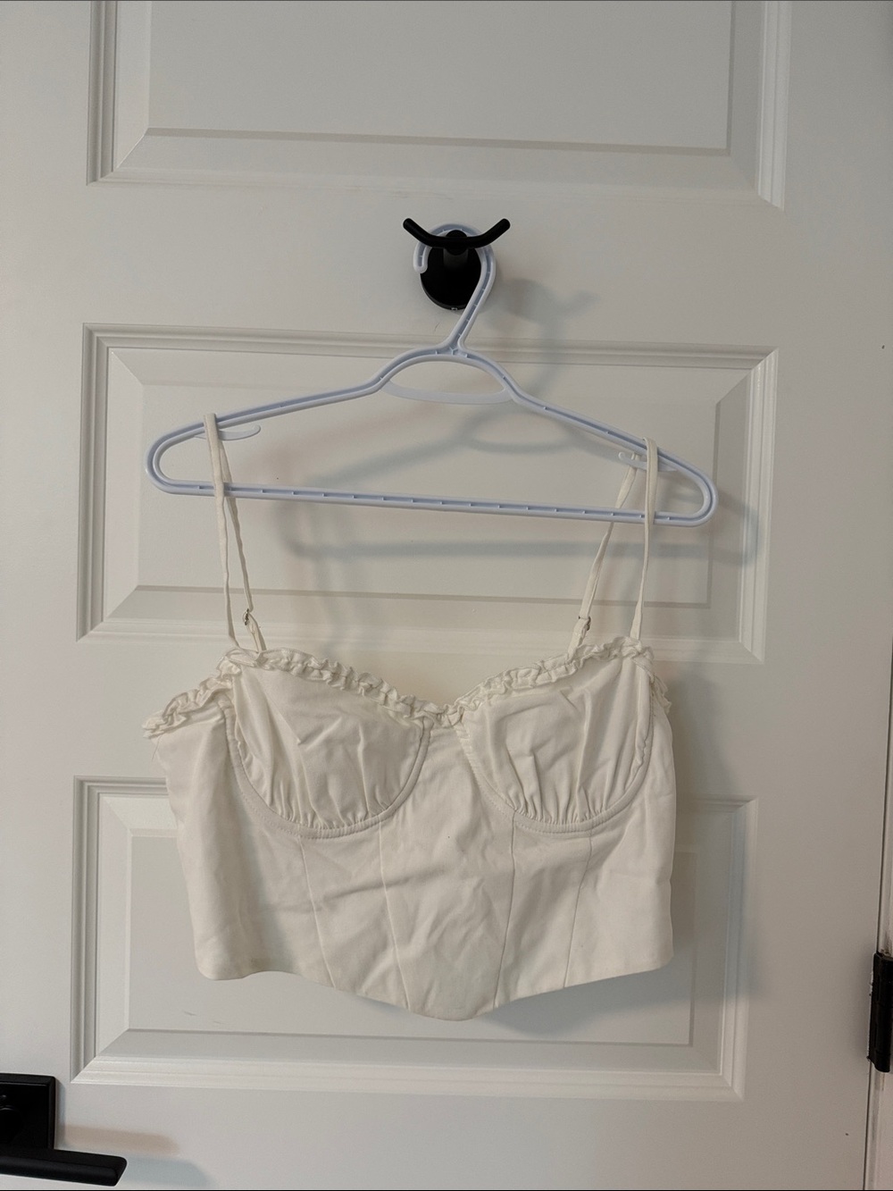 Princess Polly Cream Ruffled Bustier Crop Top